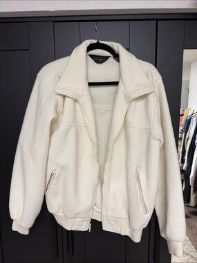 Peter England Off-White Sherpa Zip Jacket